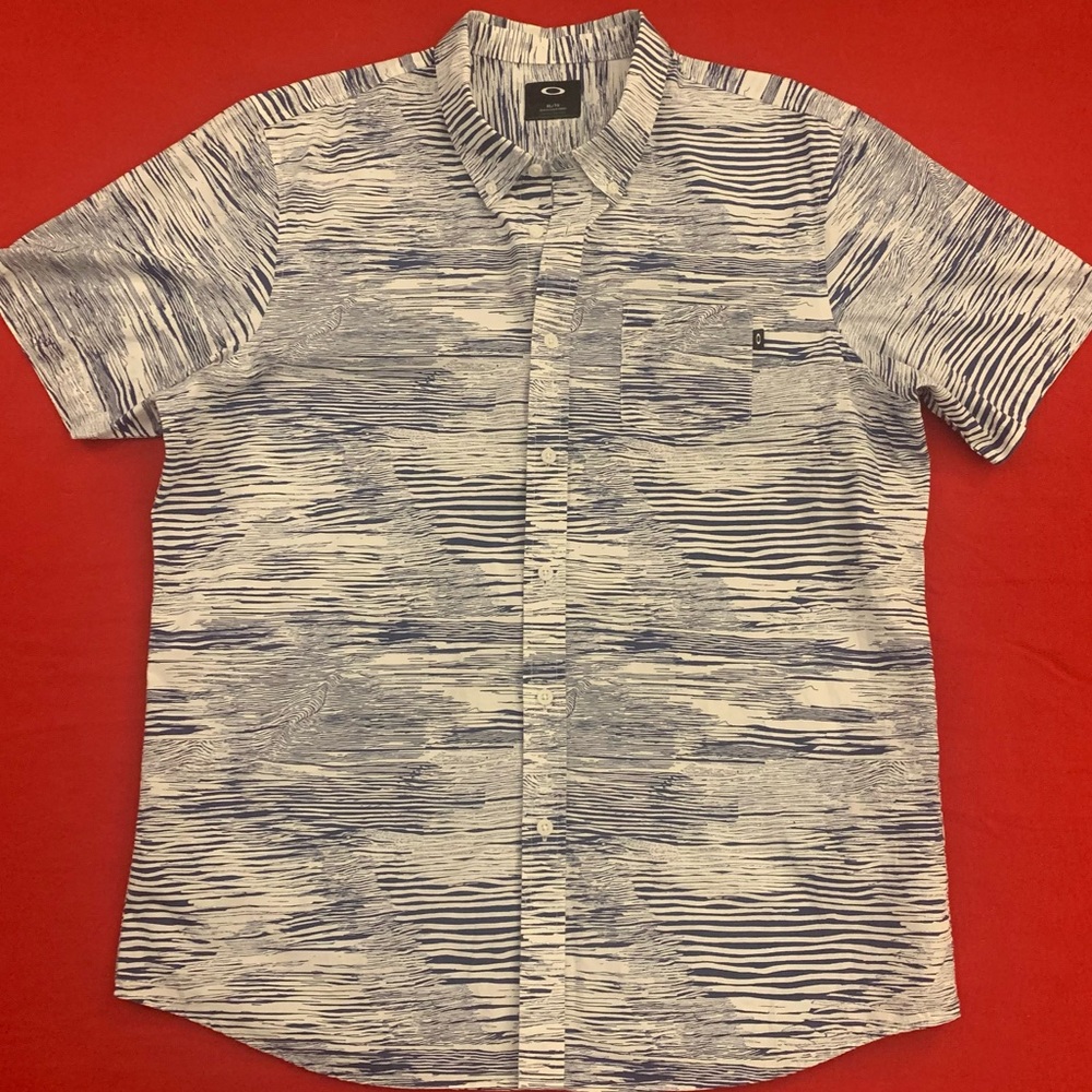 OAKLEY SS All Cotton Zebra Striped BD Shirt - Picture 2 of 7